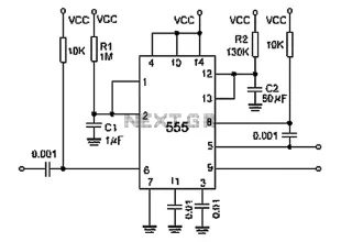 Sequence timer circuit diagram of 555 chips