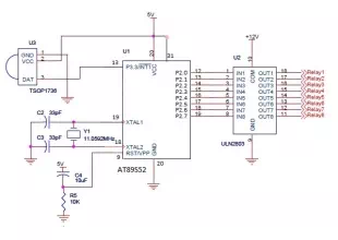 Circuit for controlling 8 appliances using TV Remote
