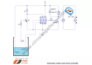 Automatic water tank level controller motor driver circuit