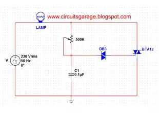 Light dimmer circuit using DIAC and TRIAC