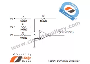 Summing amplifier/ Inverting adder circuit using op amp 741