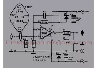basic power amplifier ic lm12 circuit