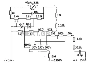 Multimeter AC voltage measuring circuit