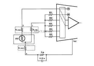 XTR108 circuit diagram of a three-wire RTD connection