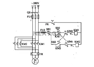Double interlocking three-phase asynchronous motor control circuit