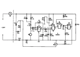 CD4011 dual-produced sound and light control delay lamp circuit
