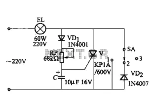 One thyristor incandescent dimming circuit