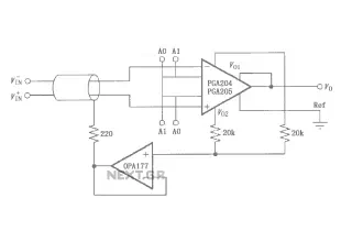 Shield drive by the PGA204 / 205 configuration circuit