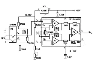 Thermocouple cold junction compensation amplifier circuit