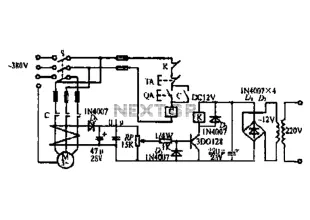 A three-phase motor phase automatic protection circuit
