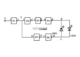 Door light emitting logic circuit with CD4069