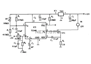 TC649 motor drive circuit with overheat protection