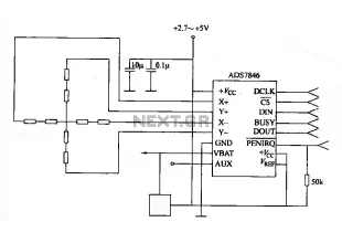 4-wire resistive touch screen interface circuit with ADS7846