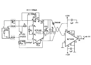 RTD remote temperature sensing current voltage conversion circuit