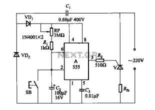 555 IC using a delay circuit of the four b