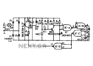 A sound and light control energy-saving switch circuit
