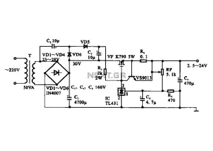 Adjustable DC power supply circuit