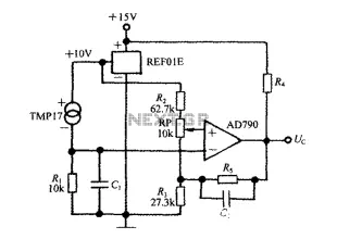 Adjustable thermostat controller circuit diagram created REF01E