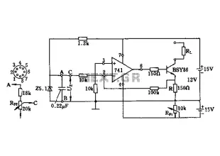 Current source circuit diagram of the operational amplifier and Darlington transistors