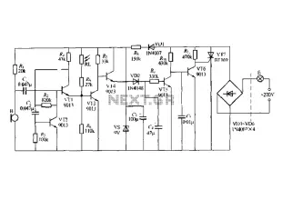 Discrete components sound and light control stairs delay switch circuit 9