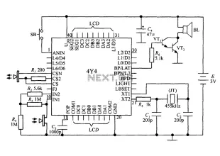 Intelligent Ultrasonic Ranging IC 4Y4 form a monolithic liquid crystal display rangefinder circuit diagram