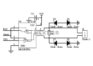 Optically isolated RS485 circuit diagram of a typical