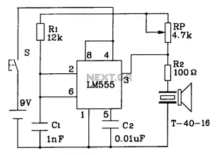 Ultrasonic transmitter circuit 555