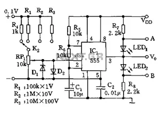 555 meter circuit diagram of a DC voltage