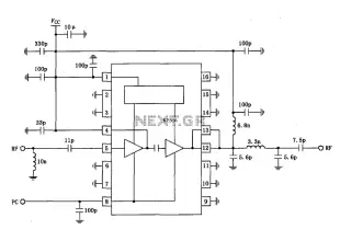 830MHz RF2104 power amplifier schematic circuit configuration