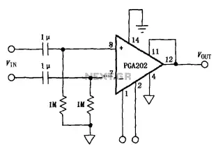 AC-coupled differential amplifier PGA202