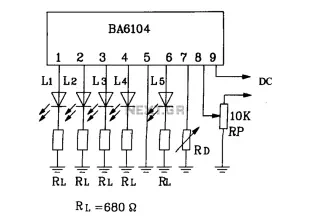 BA6104 Five-digit LED level meter driver IC Basic Application Circuit