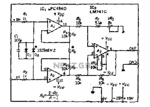 CMRR and high input impedance instrumentation differential amplifier circuit