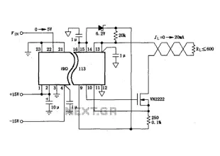Constituted by the ISO113 0 ~ 20mA current loop isolation drive circuit diagram