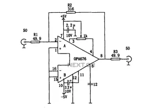 Having 50 input output impedance wideband video amplifier OPA676 circuit