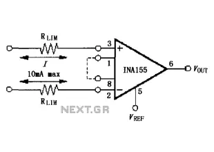 INA155 156 input current protection circuit diagram