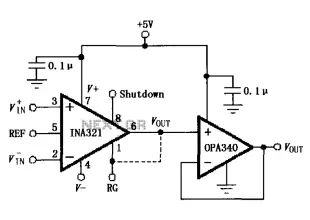INA321 OPA340 composed output buffer circuit 322