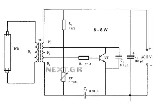 Lighting inverter circuit principle 6 ~ 8W fluorescent