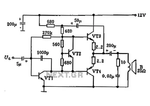 Overload protection circuit diagram of 25 ohm speaker