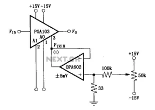 PGA103 offset voltage correction circuit diagrams