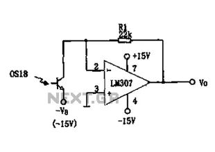 Photoreceiving circuit diagram LM307 amplifier configuration