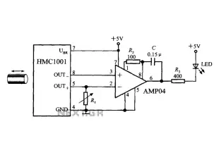 Proximity switch integrated circuit composed of the magnetic field sensor HMC1001