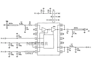 RF2103P schematic configuration of 915MHz RF amplifier