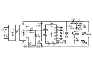 Radio remote control lighting switch CD4017 RCM1 schematic