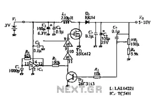 Step-up switching power supply circuit diagram