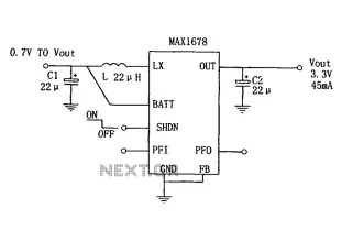 Suitable for pager unit cell MAX1678 high-efficiency step-up power supply configuration