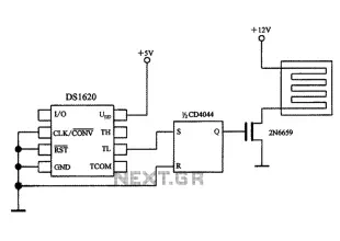 Temperature control circuit diagram with three-wire serial interface smart temperature sensors DS1620