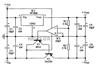 W7800 by the application circuit composed of power supply tracking