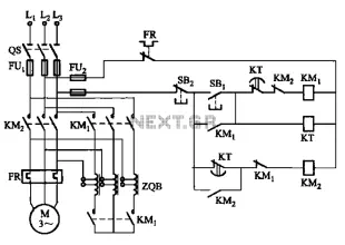 Auto-voltage starting time relay control circuit