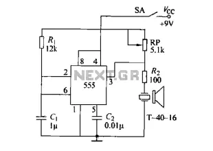 By the UCM-40-T and 74LS00 ultrasonic transmitter circuit consisting of NAND gate b