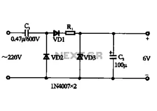 Capacitor step-down DC power supply circuit